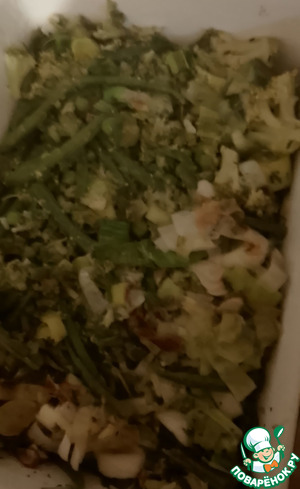 Маакуда из брокколи, бобов, лука-порея Маакуда из брокколи, бобов, лука-порея