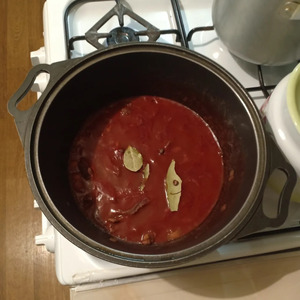 Мясо с фасолью в томатном соусе