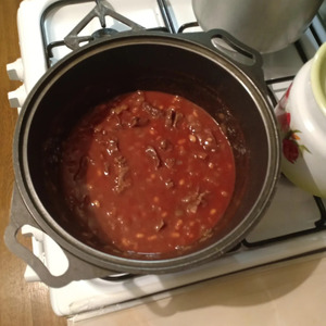 Мясо с фасолью в томатном соусе